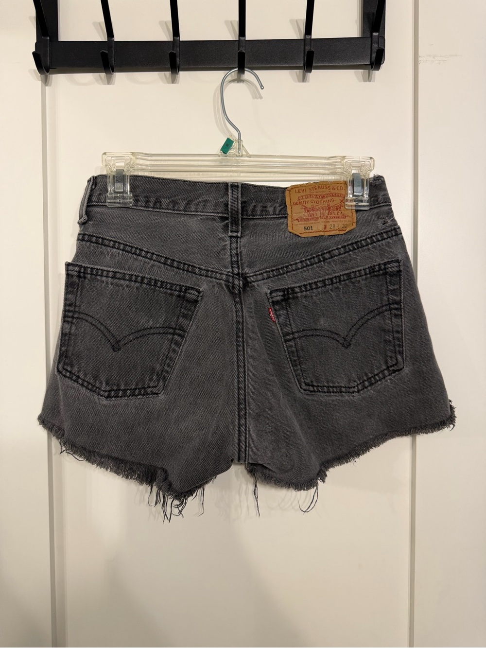 Levi's Black Washed High-Rise Cutoff Denim Shorts